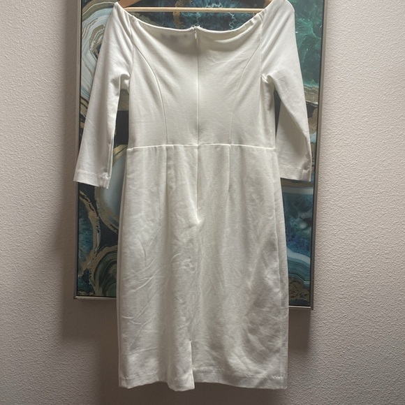 Boston Proper NWT 🆕 Off White/White off the shoulder lined fitted dress - Picture 6 of 7
